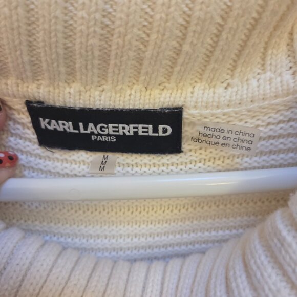 Karl Lagerfeld White Sweater with Black Accents - Picture 5 of 5